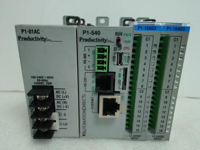 AutomationDirect P1-540 Productivity1000 PLC with P1-01AC and (2x) P1-16ND3Modul
