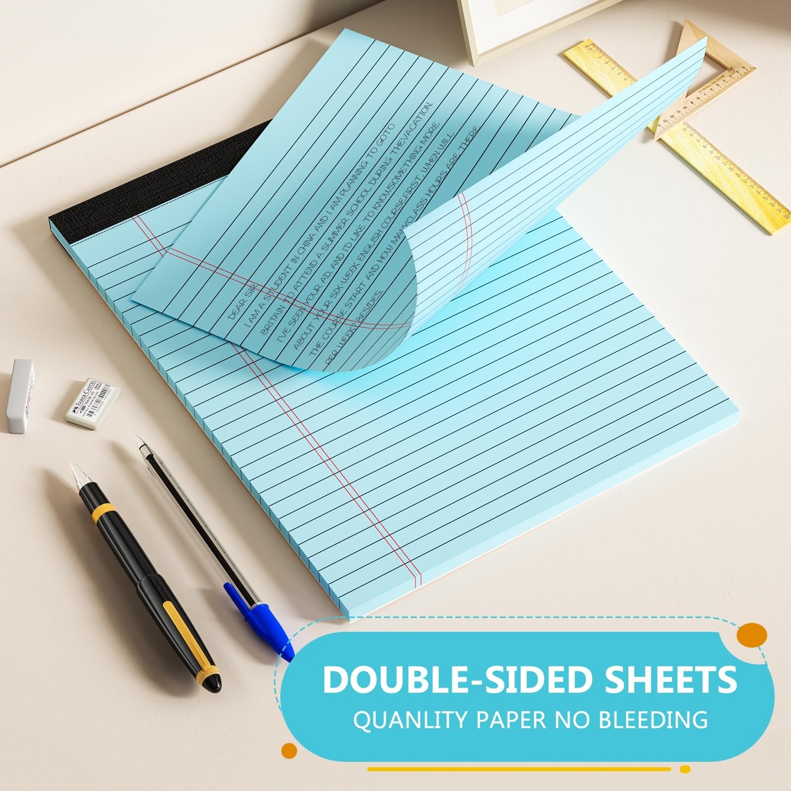 6 Pack Colored Legal Pads 8.5 x 11 Wide Ruled Writing Tablets Backboard