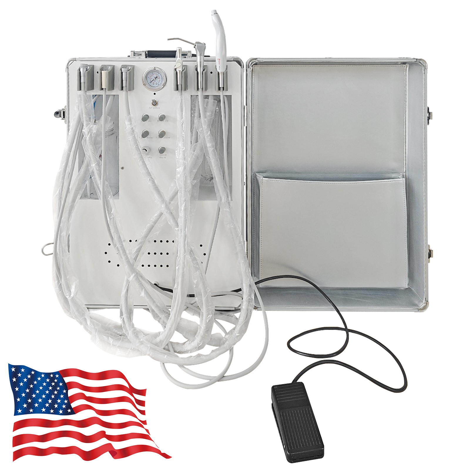 Wall Hanging Dental Turbine Unit w/Air Compressor Portable Mobile Delivery Cart