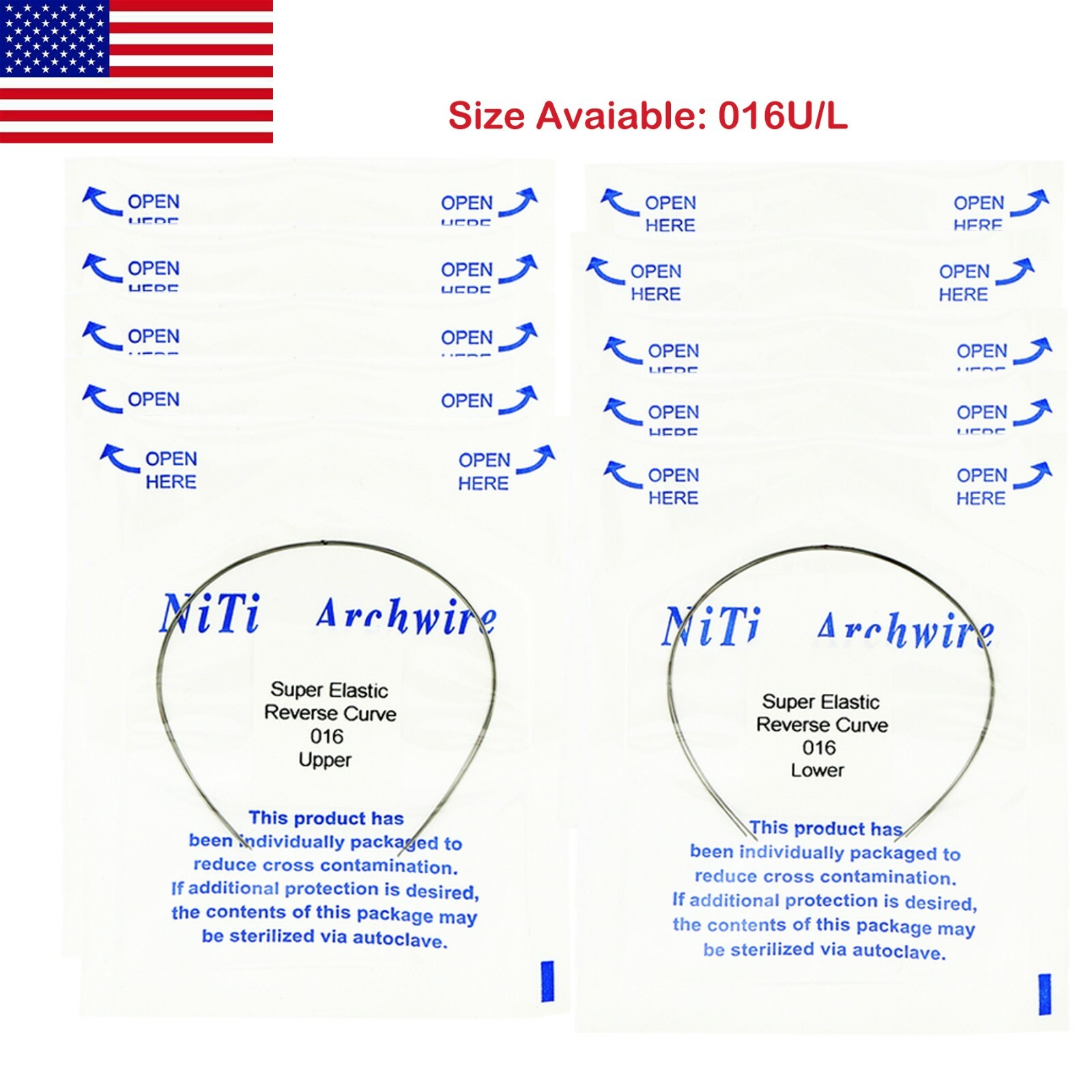 Dental Orthodontic Niti Reverse Curve Round/Rectangular Arch Wire Super Elastic