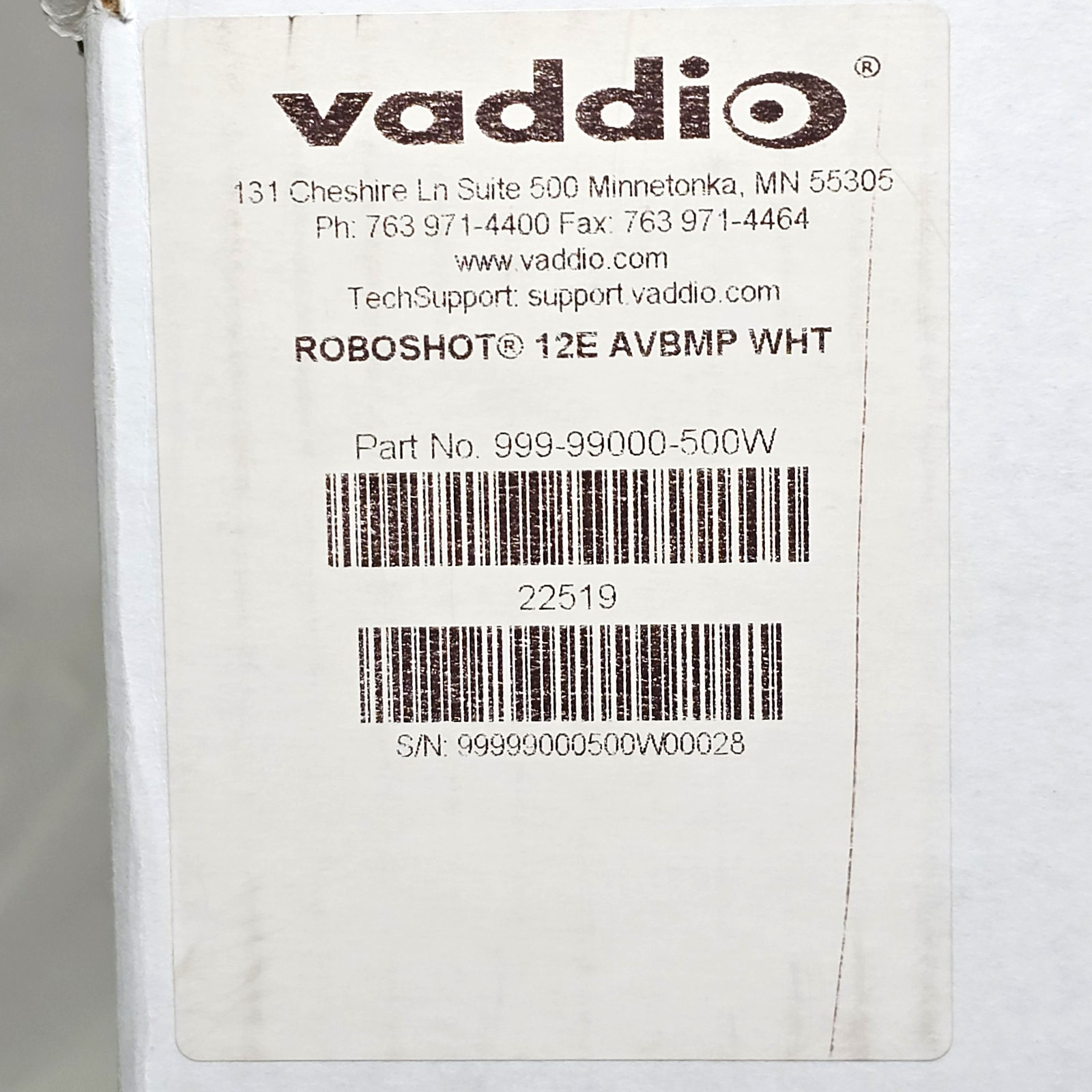 Vaddio RoboSHOT 12E AV Bridge Matrix Pro Camera White | #999-99000-500W | NEW