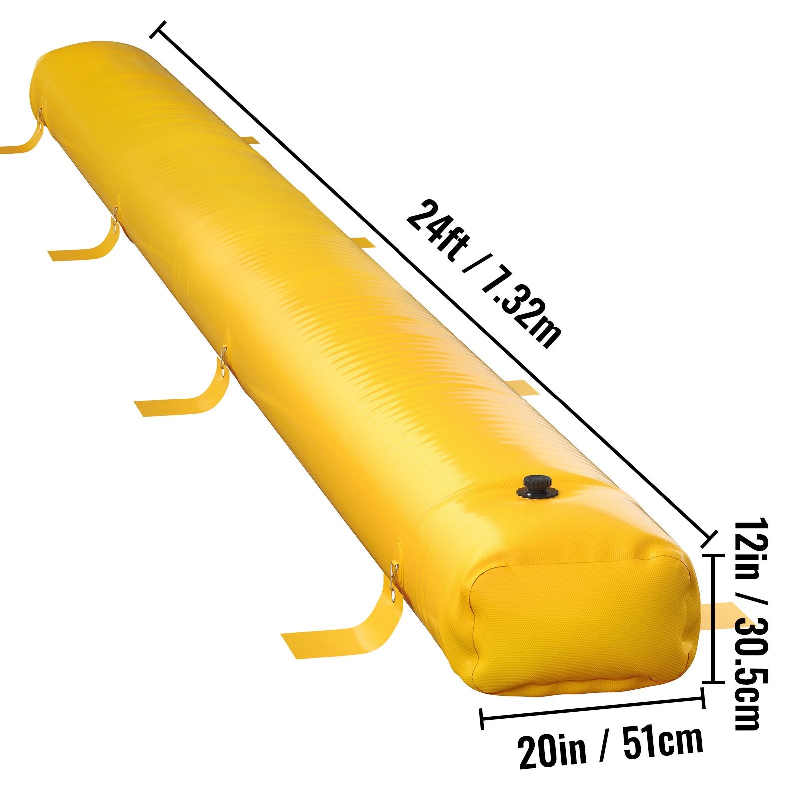 Reusable PVC Flood Barrier: 24’L x 20″W x 12″H, Lightweight & Stackable