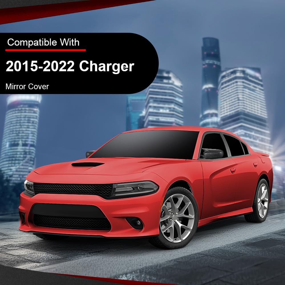 Side Mirror Covers Shell Cap Left Right for Dodge Charger SRT 2015-2023