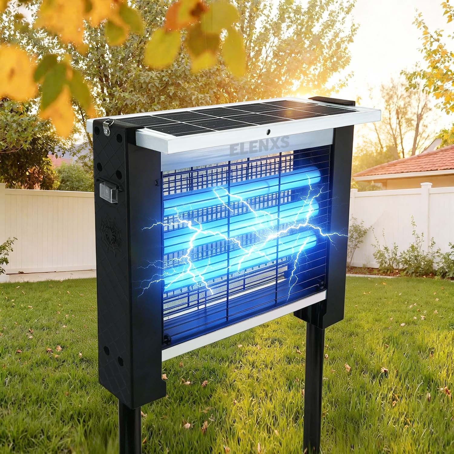 Outdoor Bug Zapper 4500V Solar Mosquito Killer 4000mAh Rechargeable 13H Runtime