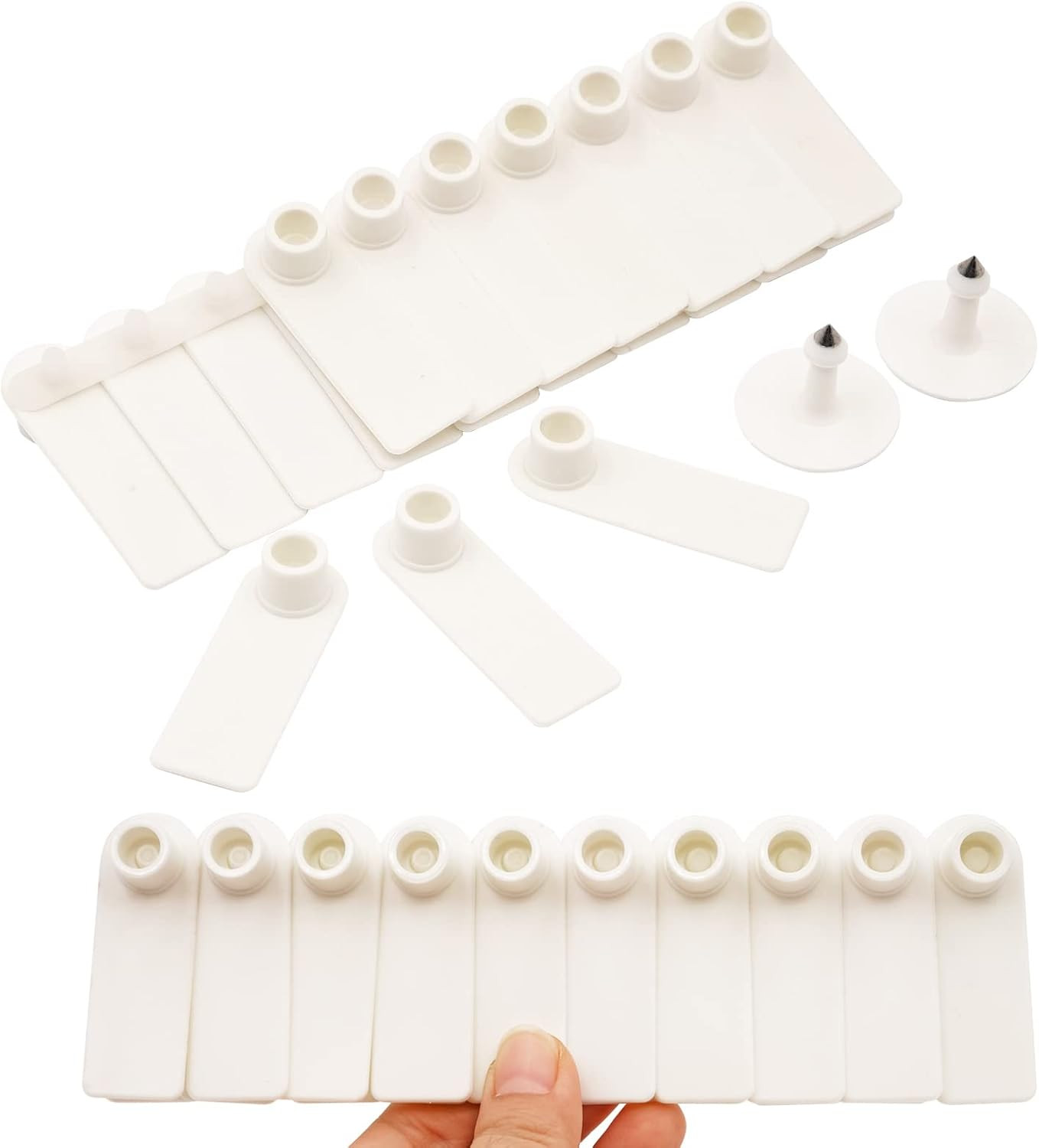 100 Blank Livestock Ear Tags for Goat, Sheep, Cattle, and Pigs (White)