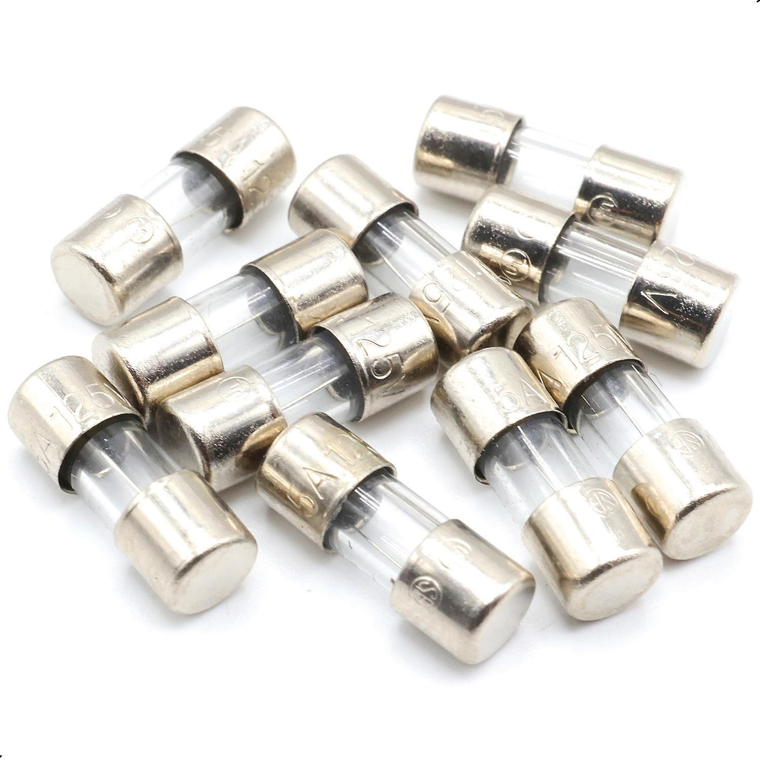 10 Pack F5AL Fast-Blow Mini Fuse 5A Max 5 amp 125V Glass Fuses 0.14 x 0.39 inch