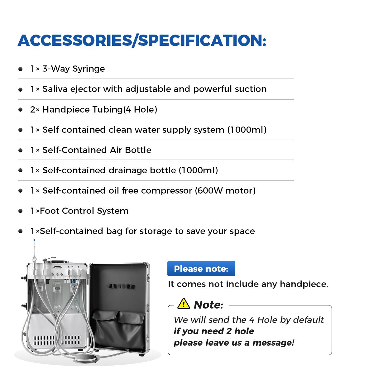 Unidad De Entrega Dental Móvil Portátil Cart Cart Air Compressor Móvil Turbina