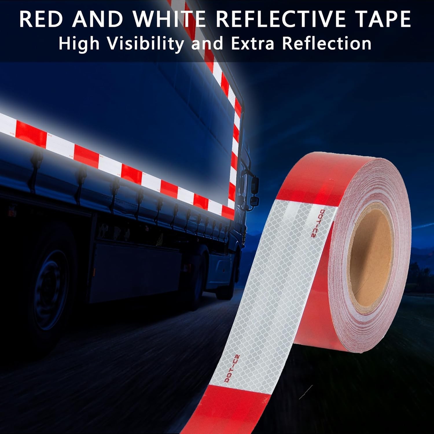 2 Inch x 160 Feet DOT-C2 Reflective Tape Red White Reflective Tape Outdoor Wa…