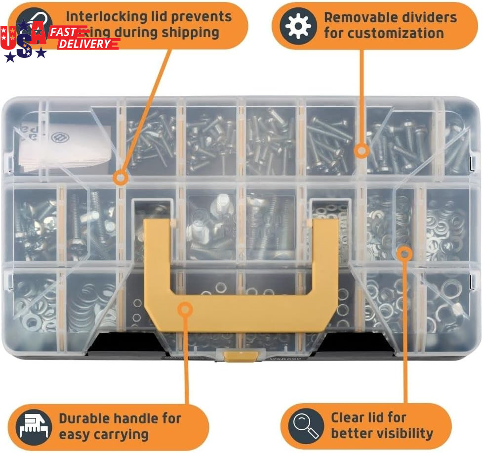 2251 Piece Hardware Assortment Kit with Screws, Nuts, Bolts & Washers (3 Trays)…