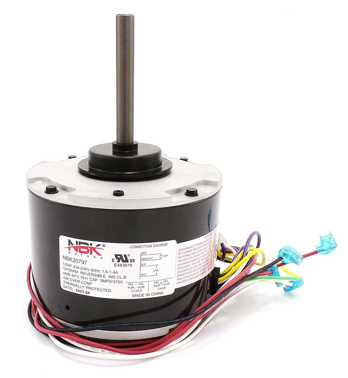 MOTOR BY NBK, UL LISTED 208/230V 1/5 HP, REPLACES ORM10206V1 RHEEM 51-23055-11