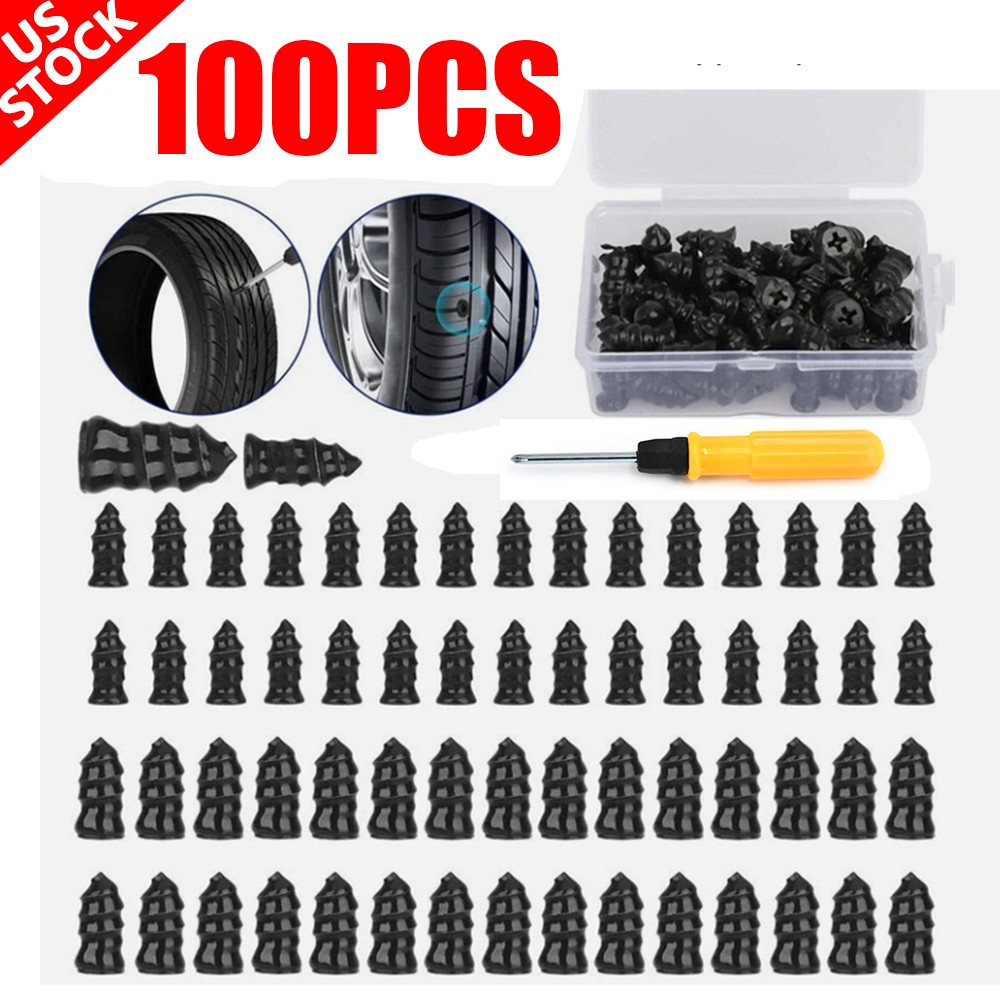 Car Tubeless Vacuum Tyre Puncture Repair Kit Screw Nails Tire Patch Plug X100