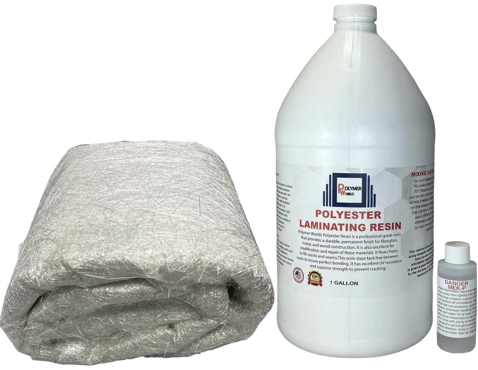 Fiberglass Repair Kit 1 Gal of Polyester Resin 1.5x50x10 Yard Chopped Strand Mat