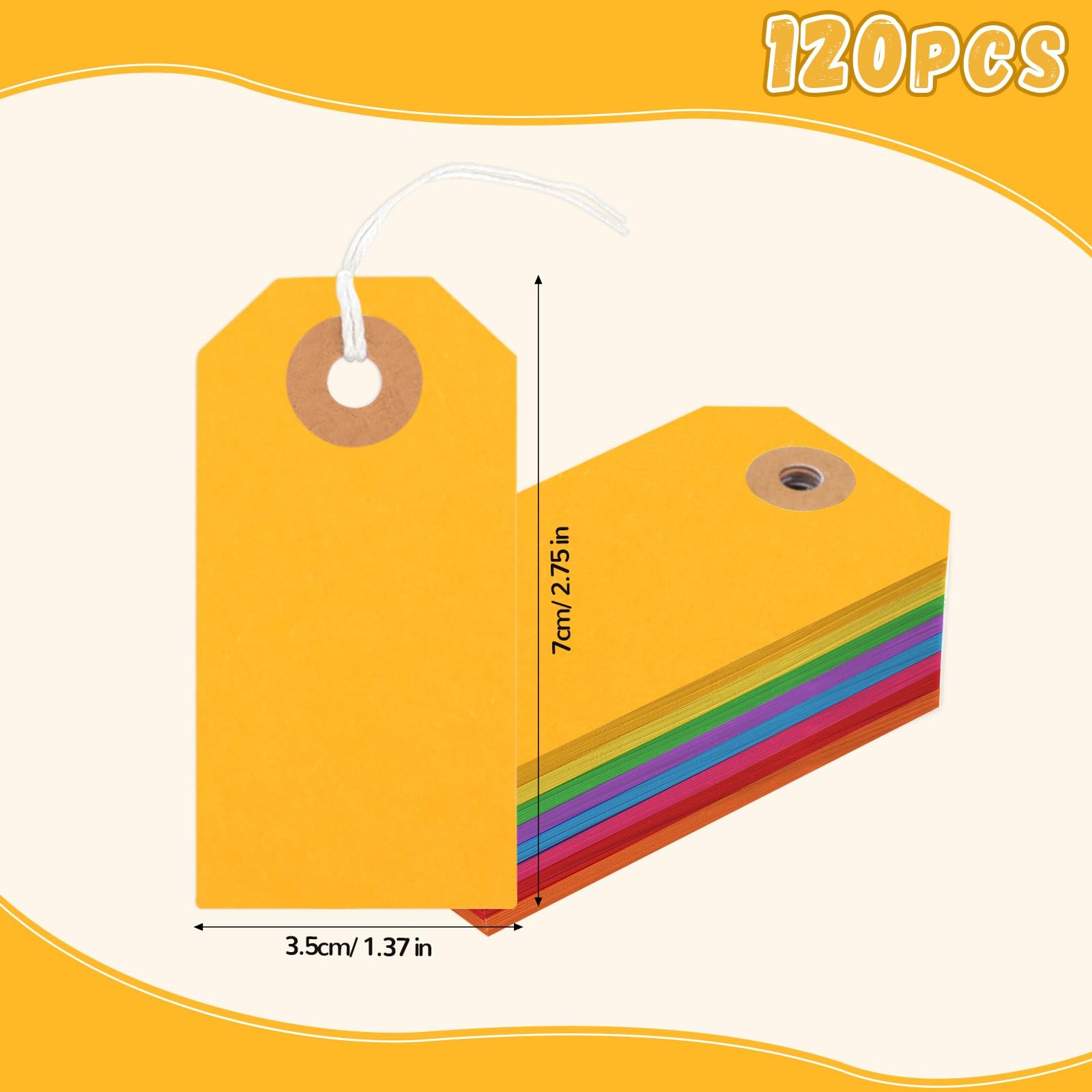 120PCS Blank Shipping Tag, 2 3/4 x 1 3/8 inches 2 x 1 Inch, Rainbow