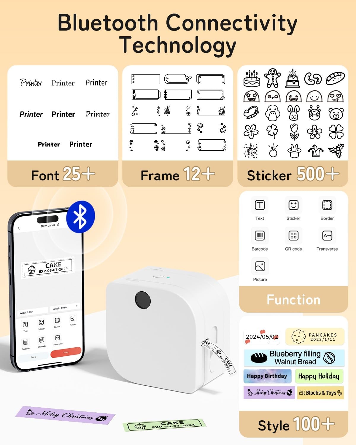 Phomemo Label Maker Machine with Tape, P12 1 Printer+1 White