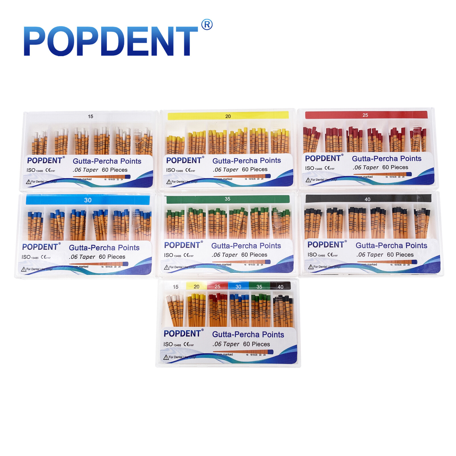 POPDENT Dental Endo Gutta Percha Points Root Canal Taper 0.02/0.04/0.06 #15-#40