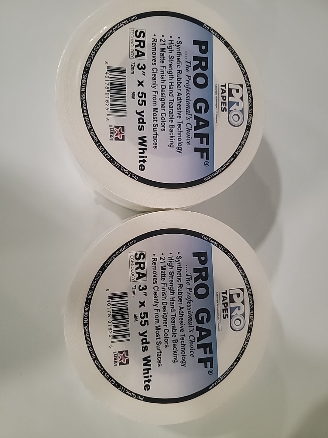 3 Inch Pro Gaff Premium Matte Cloth Gaffer’s Tape Lot Of 2 Pro Tape White