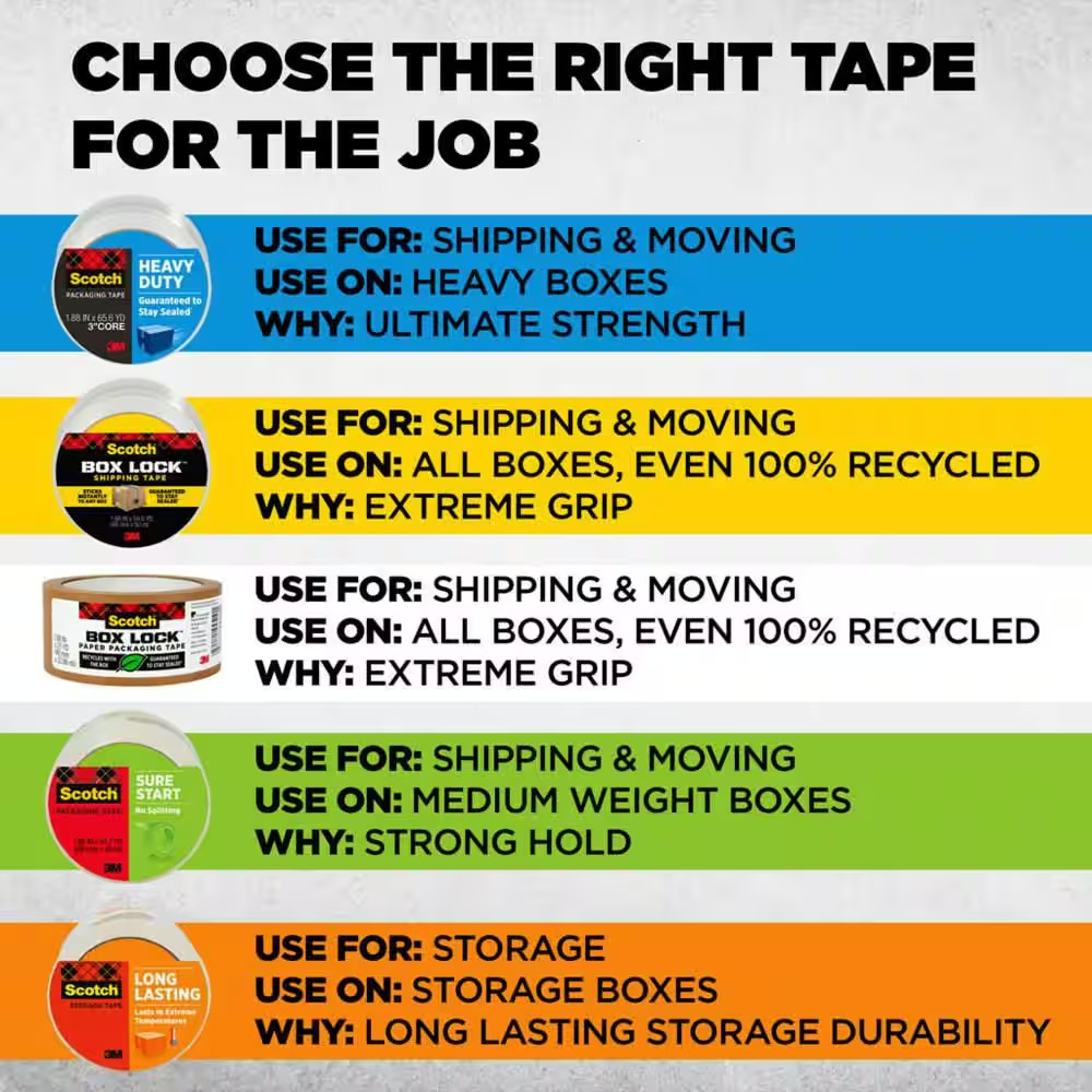1.88 In. X 54.6 Yds. Heavy Duty Shipping Packaging Tape (6 Rolls per Pack)