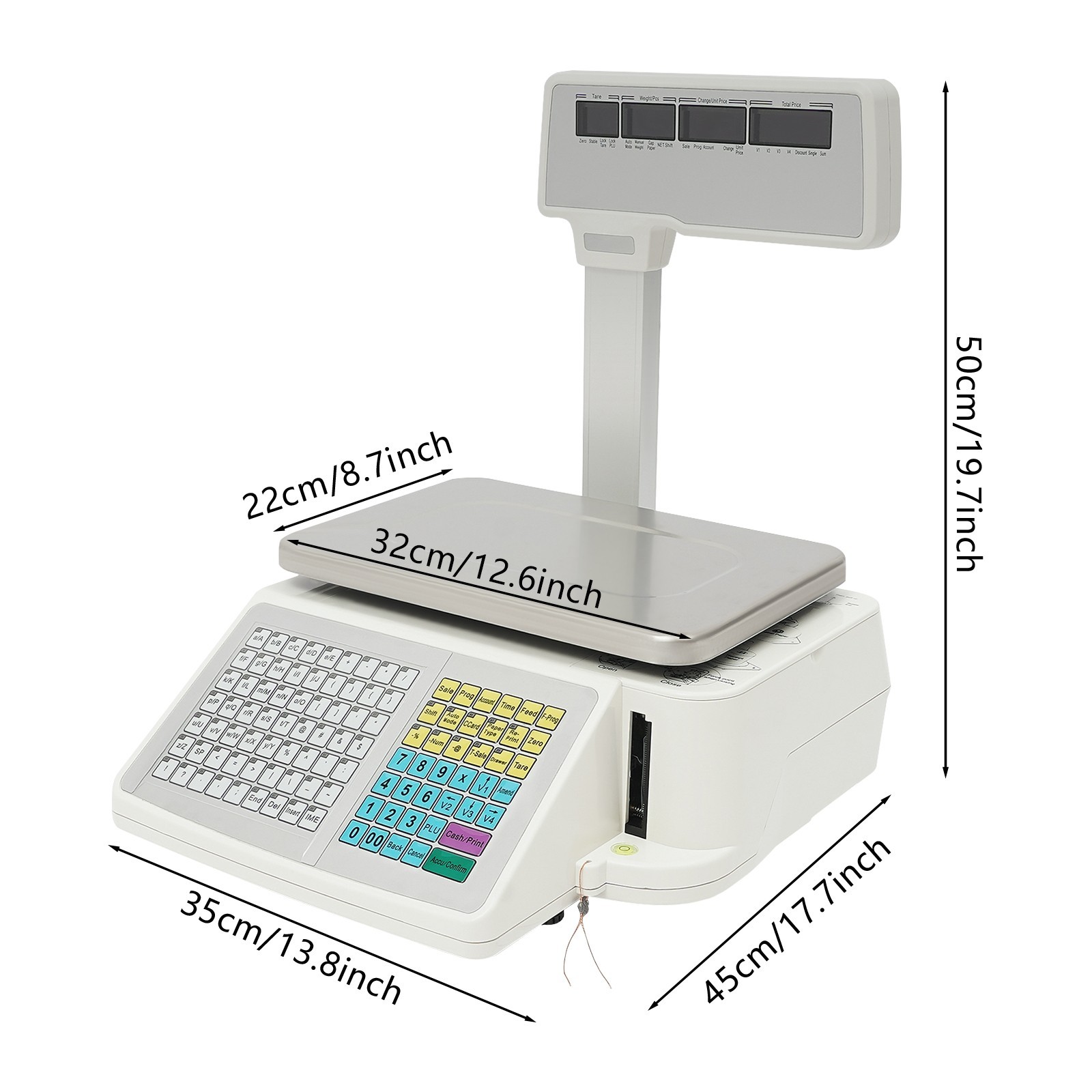 Commercial Label Printing Scale 30kg Capacity with Barcode Scanner Port