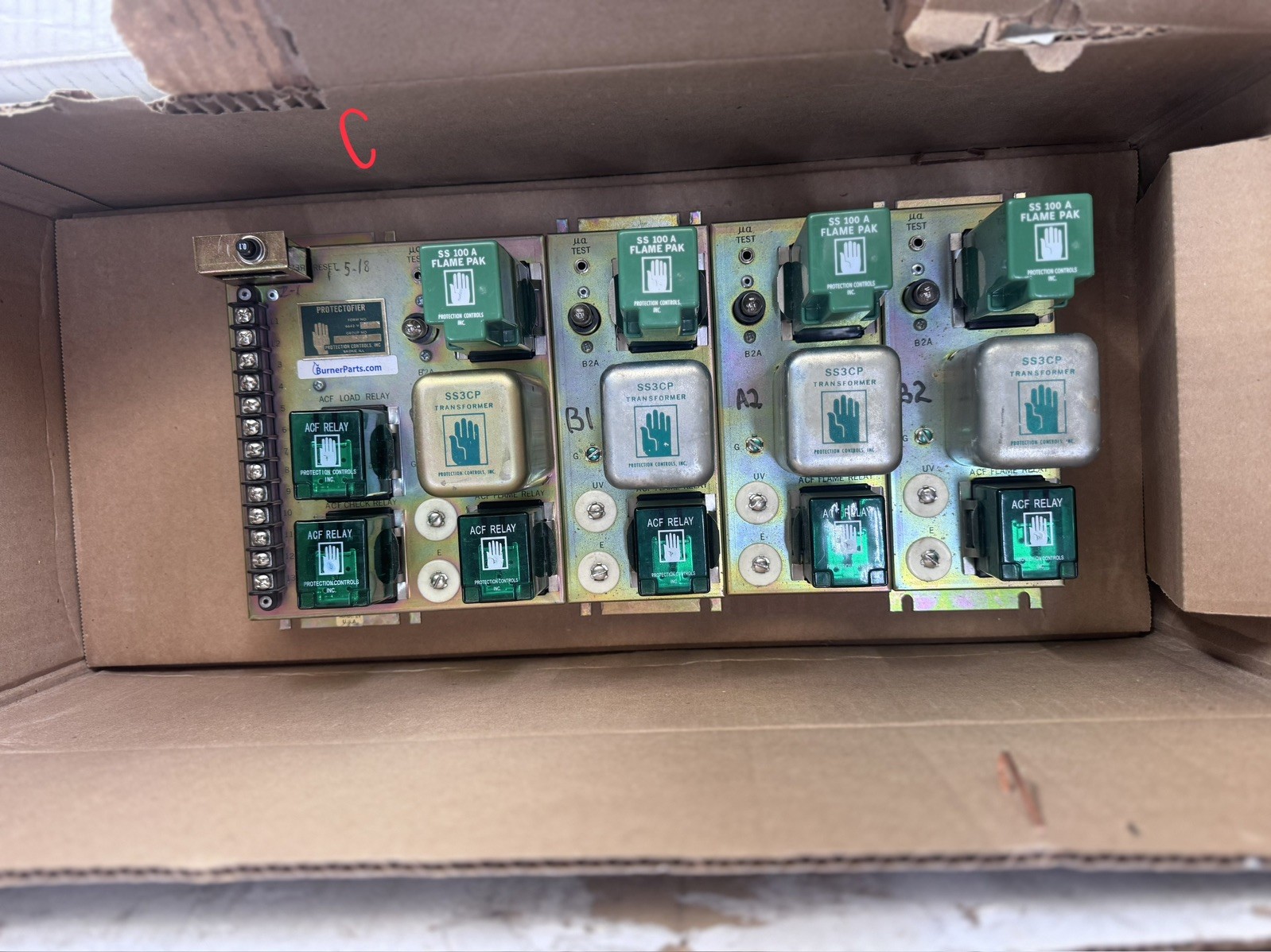 (4 ) Protection Controls PROTECTOFIER. ACF RELAY, SS 100 A FLAME PAK, and S93CP.