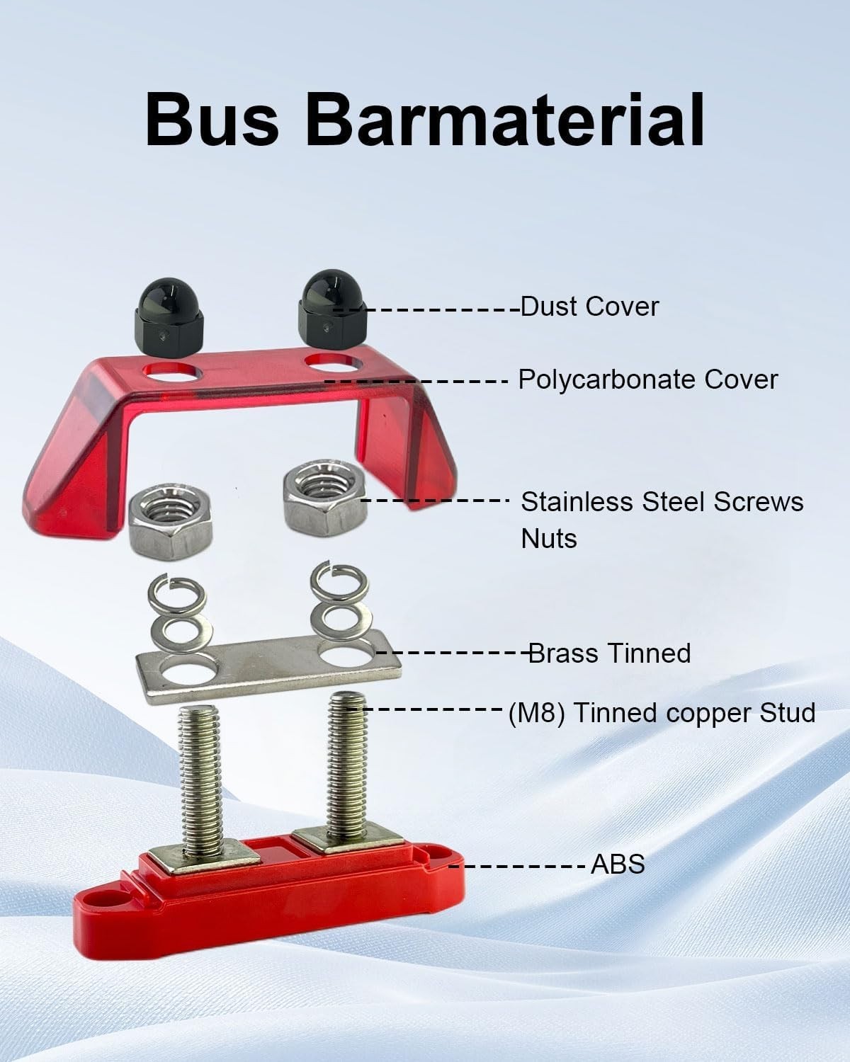 2-Pack 5/16″ M8 Dual Stud Bus Bar 12-48V Distribution Block | Heavy Duty Batt…