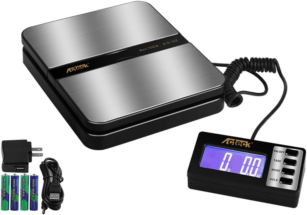 150lb Digital Shipping Postal Scale 0.1oz LCD Display Tare Hold AC Adapter