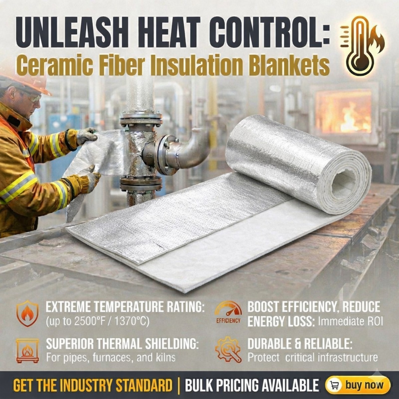 High-temperature insulation ceramic fiber blanket with aluminum foil facing