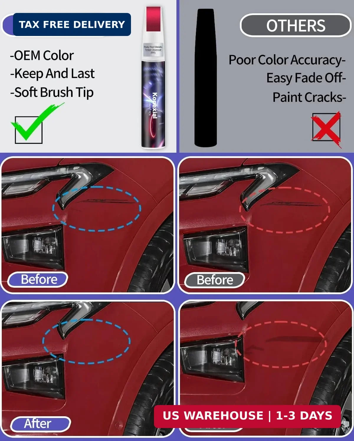 Ruby Red Metallic Tinted Clearcoat(RR) Touch up Paint Compatible with Ford, Prem