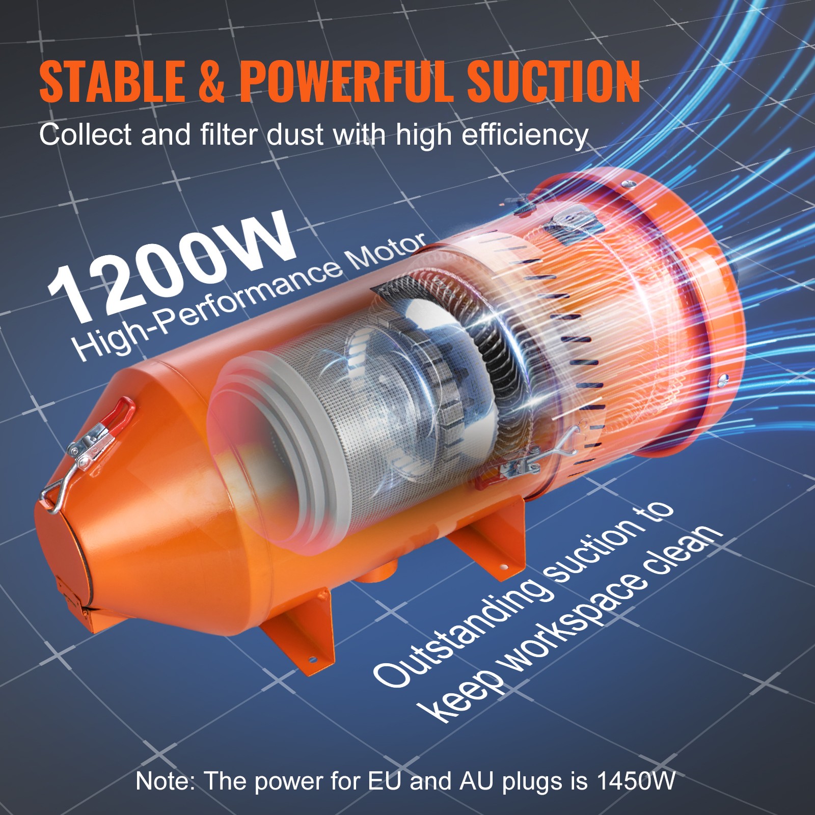 VEVOR Dust Collection System 1200W 1.8 Gallon Dust Collector Media Reclaimer