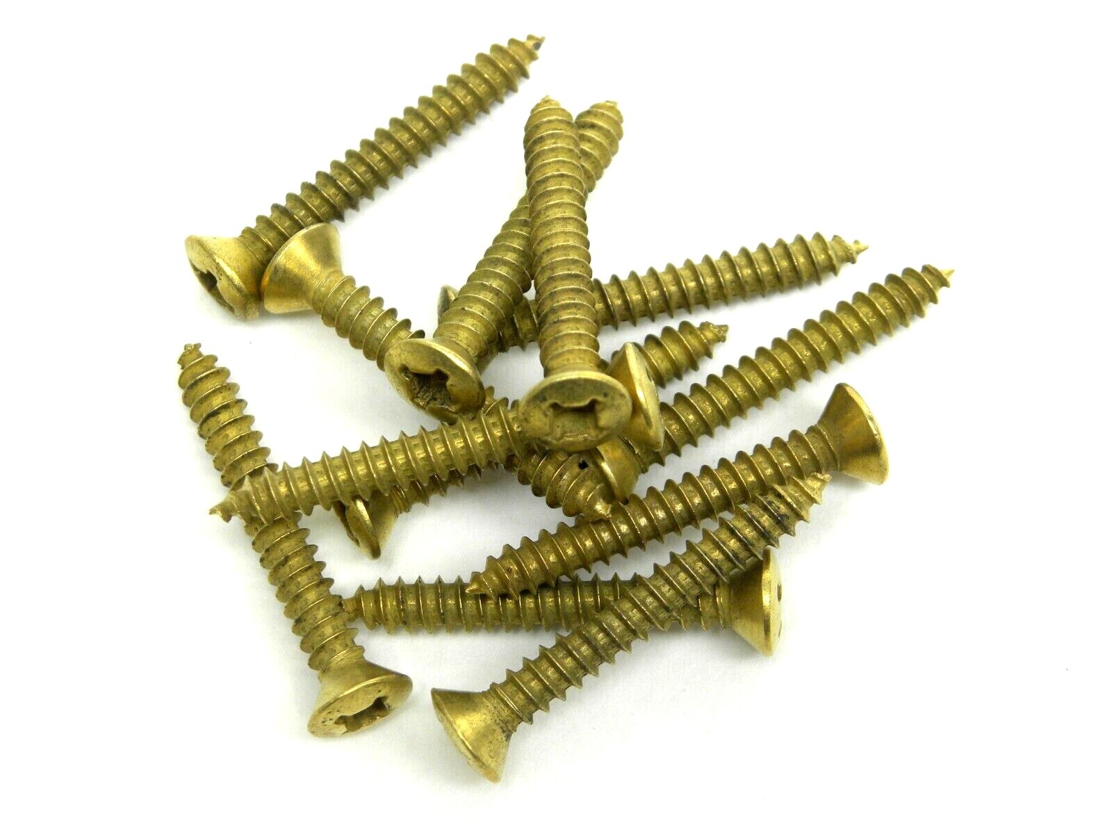 25, 50, or 100 Pieces! Oval Head Phillips #8 x 1-1/4″ Wood Screws Bright Brass