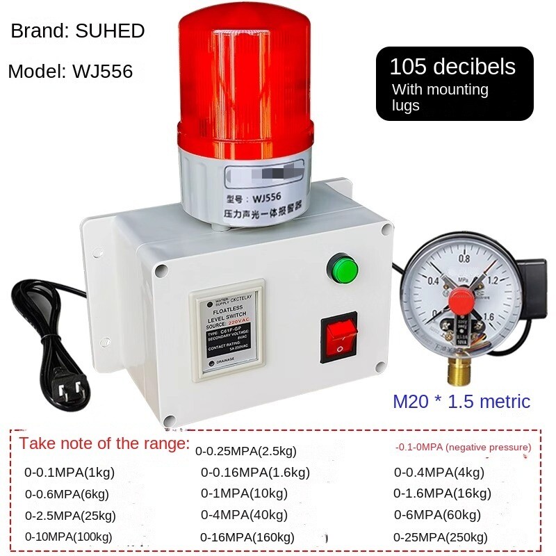 105dB Sound Light Alarm High/Low Air Water Oil Pressure Alarm 24V/220V