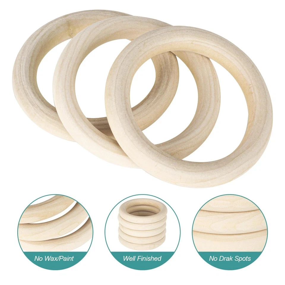 2 Inch Wooden Rings for Craft, 50Pack 50 mm Diameter Unfinished 50mm