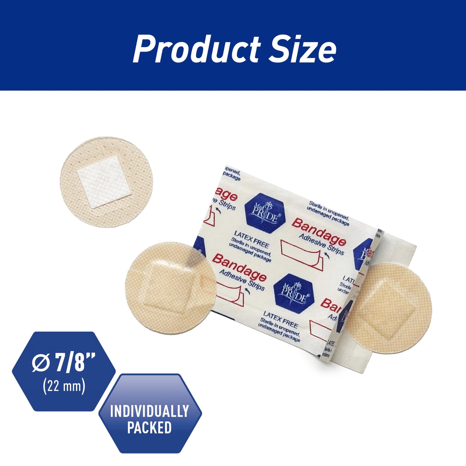 MED PRIDE 100-Pack 7/8in Sterile Small Round Clear Bandages for 0.87 Inch