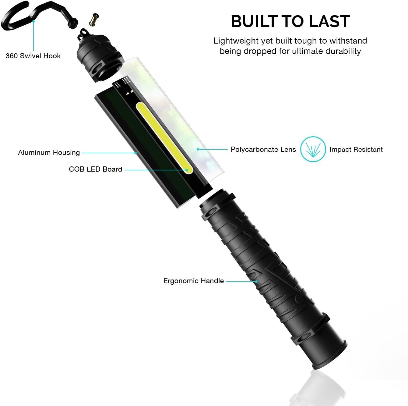 NEIKO 40339A Cordless COB LED Work Light 1000 Lumens Rechargeable Black