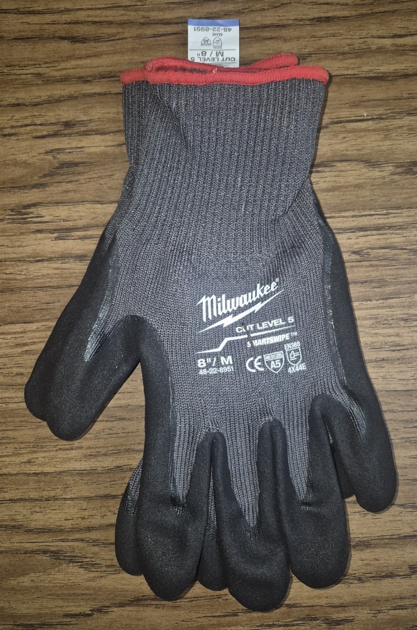 11 PAIRS – NEW MILWAUKEE CUT LEVEL 5 NITRILE DIPPED GLOVES 48-22-8951B FREE SHIP