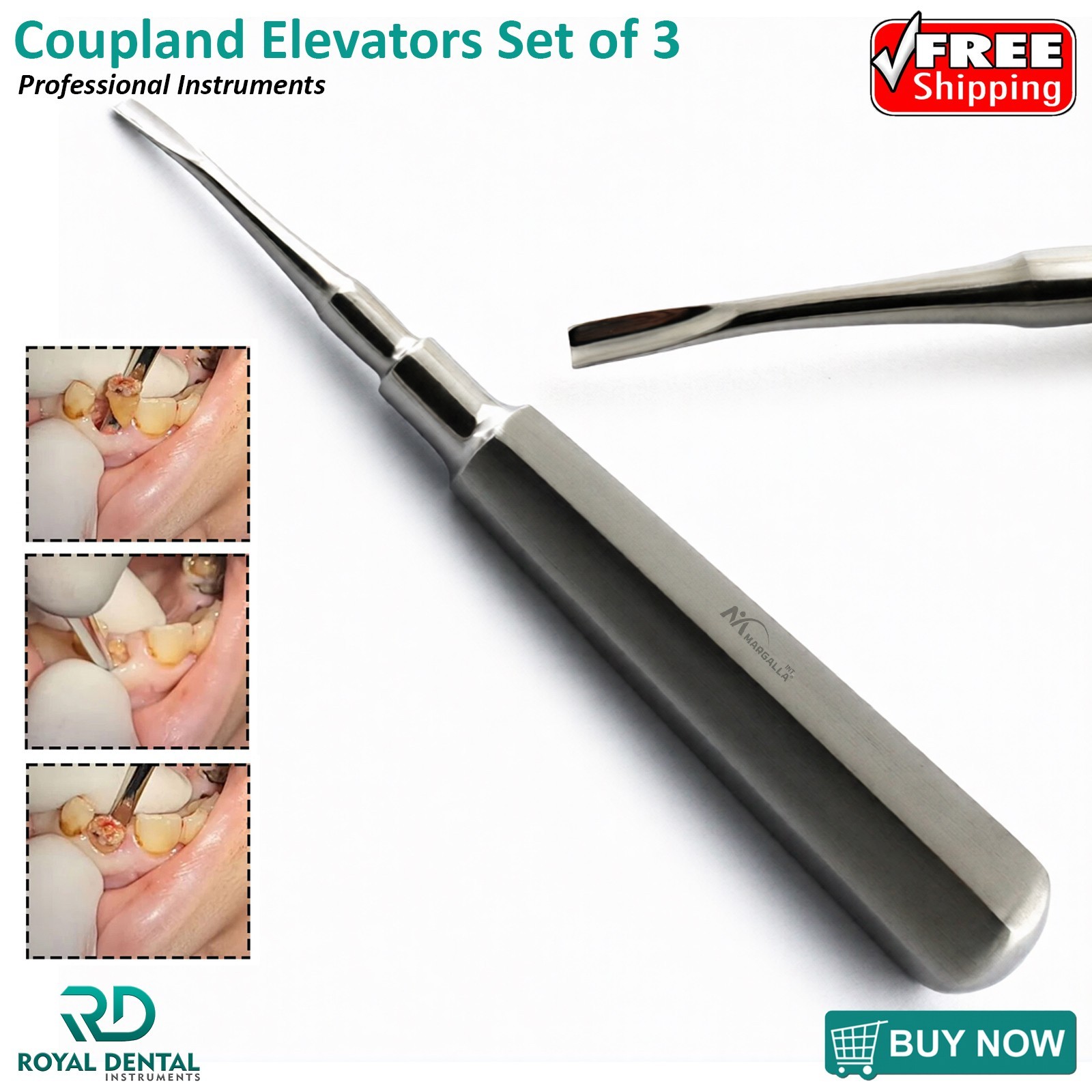 Coupland Elevators Dental Extraction Set Of 3 Surgical Root Extracting Loosen CE