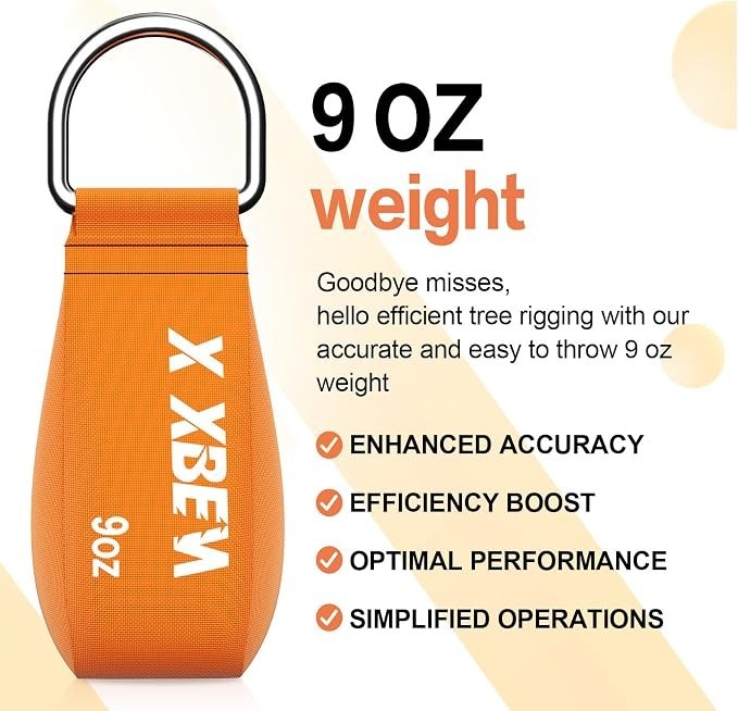 XBEN Arborist Throw Line Kit – 150ft Slick Rope 150FT Rope with 9 Oz Throw Bag