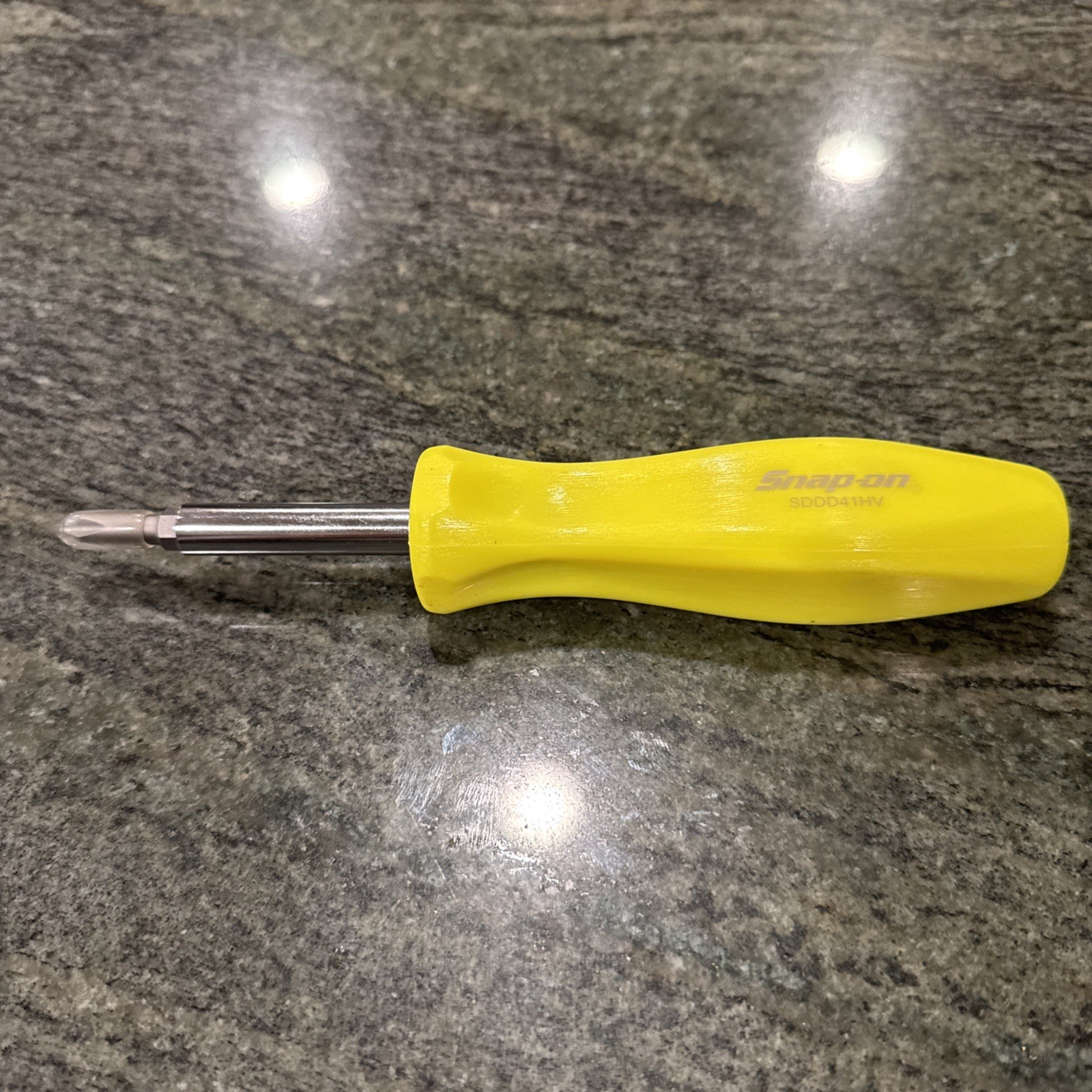 Snap-on sddd41 combination screwdriver with 4 tips. hi viz new