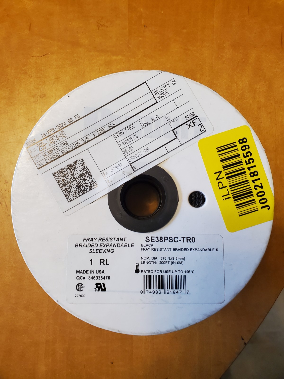 PANDUIT PanWrap SE38PSC-TR0 200ft Expandable sleeving 3/8″ black roll NEW