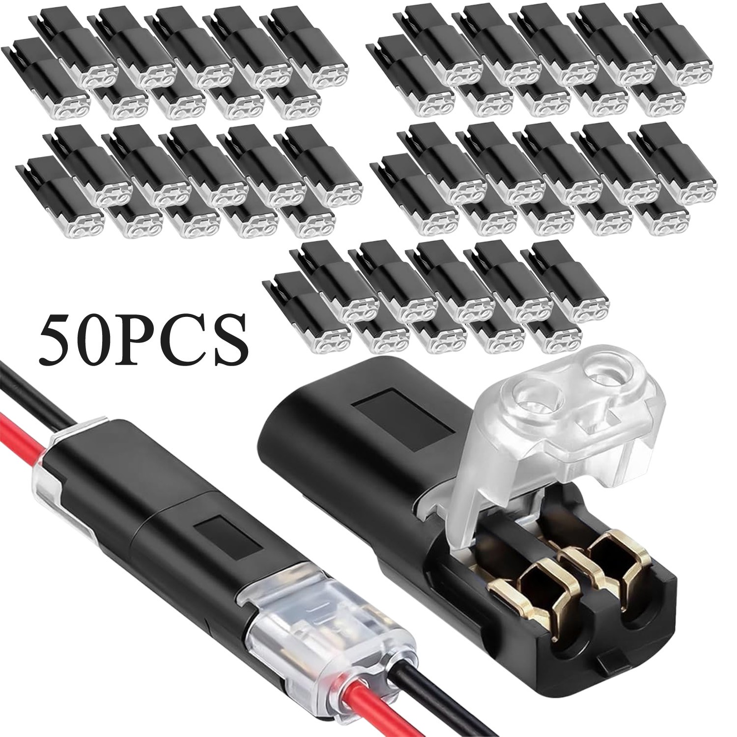 25/50PCS Double-Wire Plug-in Connector – 2 Pin LED Light Strip Connectors Kit US