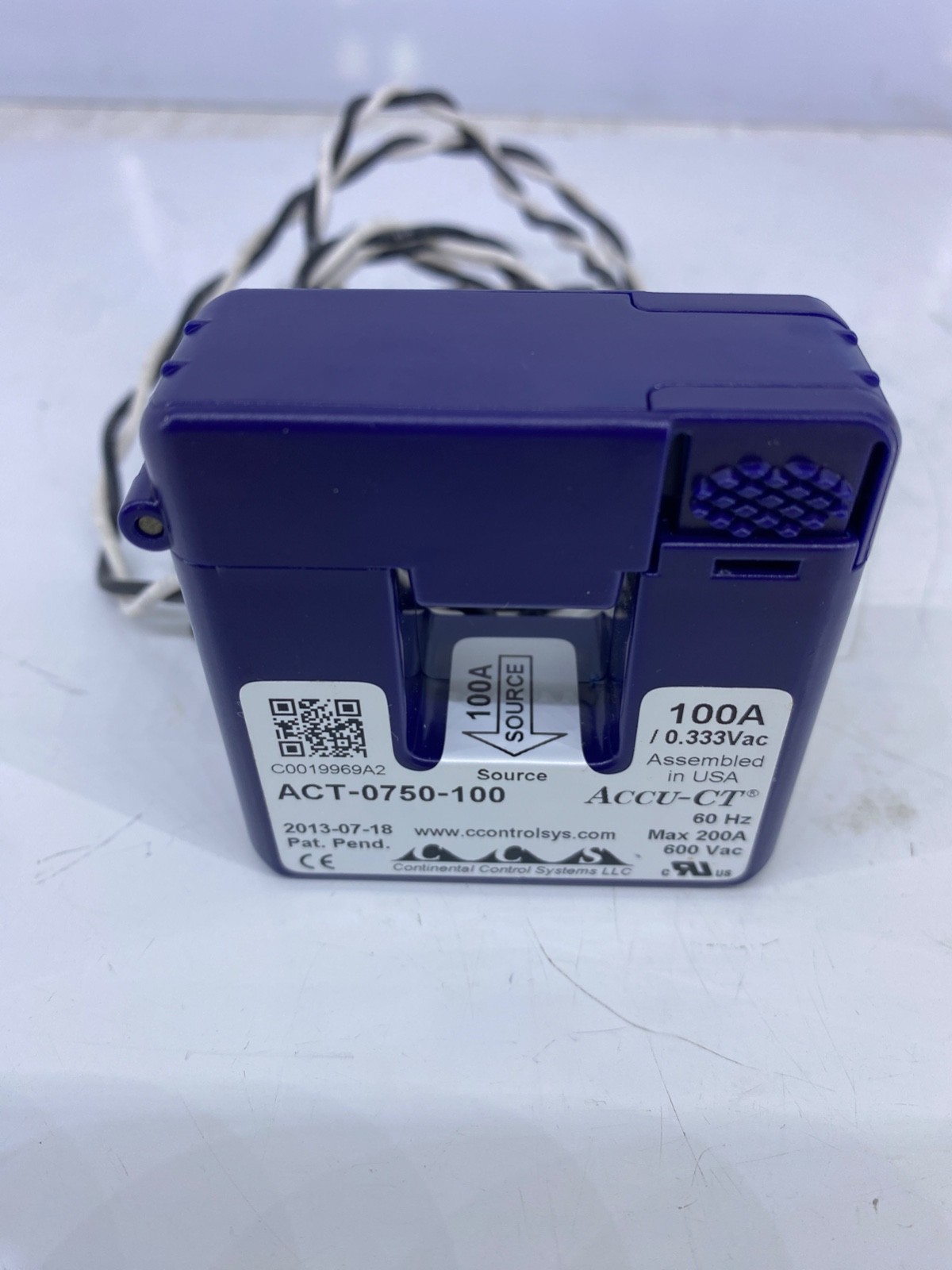 Continental ACT-0750-100 Accu-CT Split-Core Current Transformer 100A ACT0750100