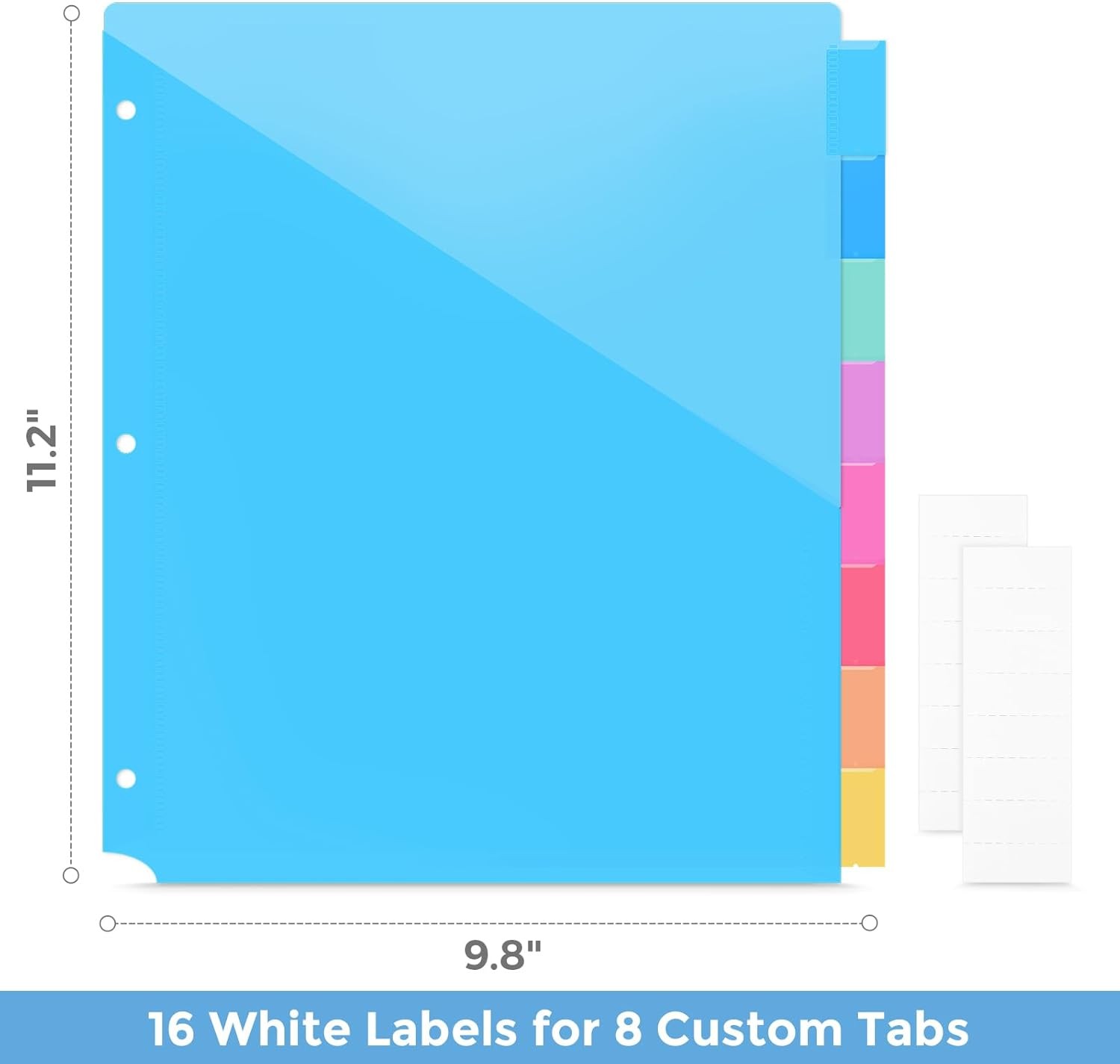 Binder Dividers with Tabs and Pockets,8 Tab Dividers for 3 Ring Binder, Plastic