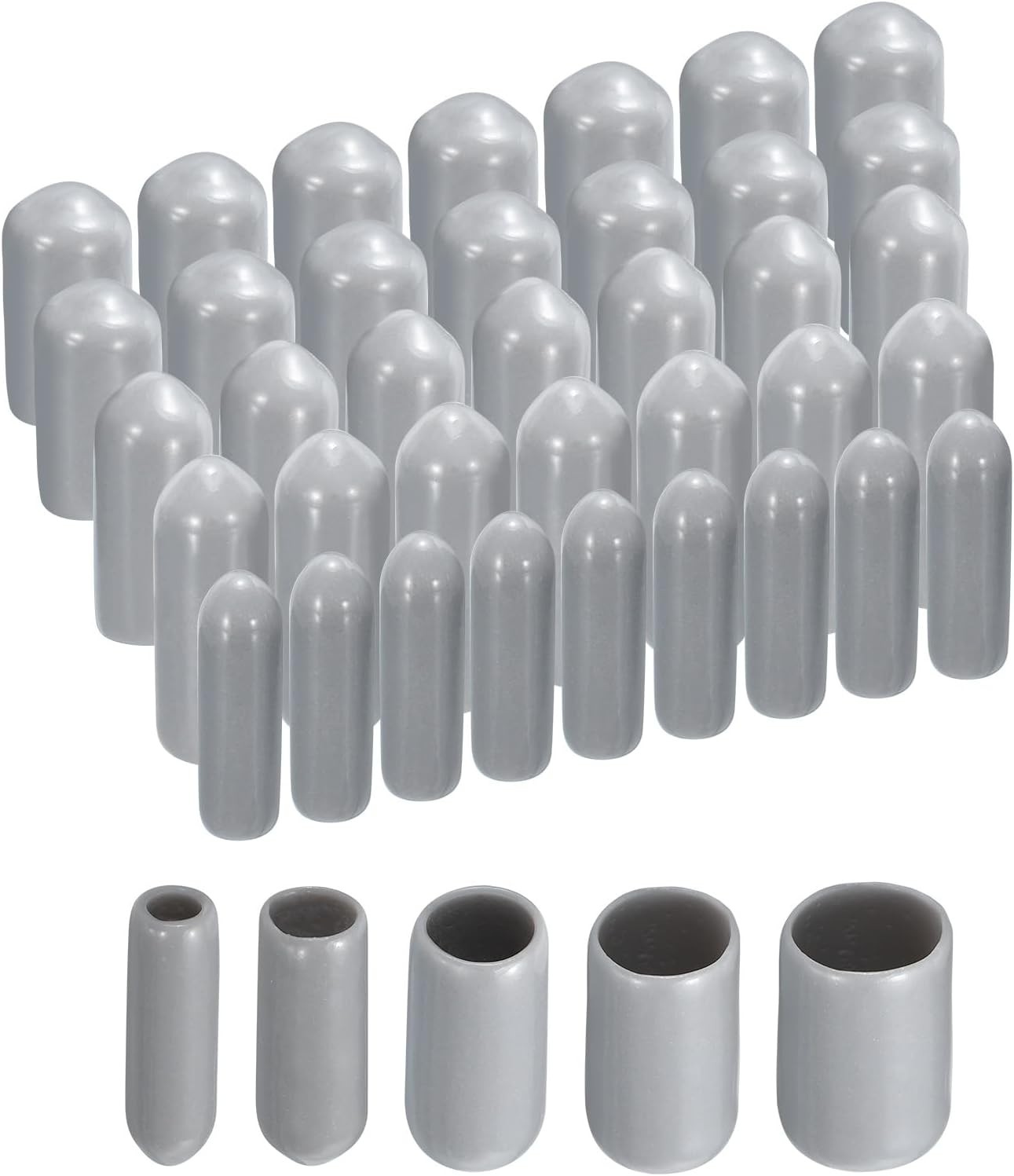uxcell 50pcs Round Rubber End Caps 1/8″ 3/16″ 1/4″ 5/16″ 3/8″ Grey Vinyl