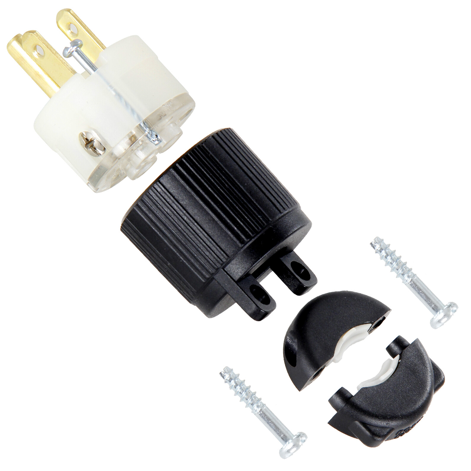Straight Blade Plug NEMA 5-15P AC 15A 125V, 2 Pole, 3 Wire Male Connector 2 Pack