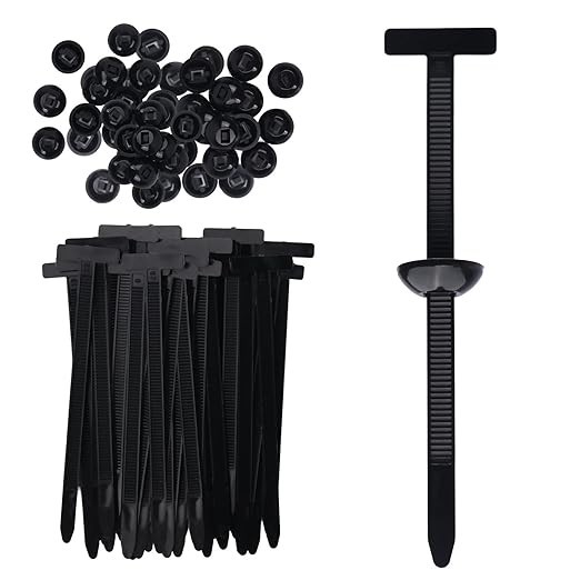 100 Pcs Nylon Universal Cable Tie Buckle for Car, T Style Automotive Zipper Clip