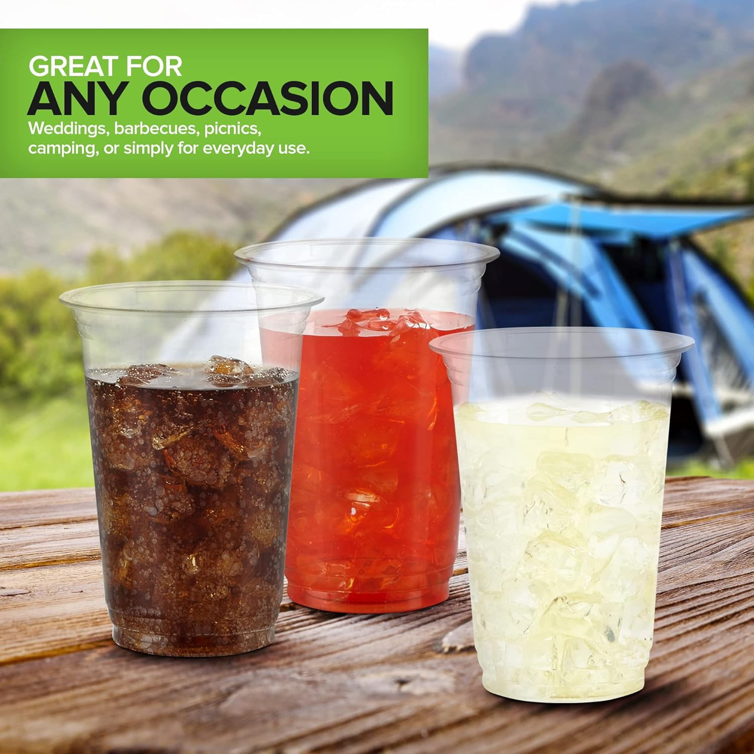 16 Oz Clear Commercially Compostable Cold Cups (50 Pack), Eco Party Cup, Environ