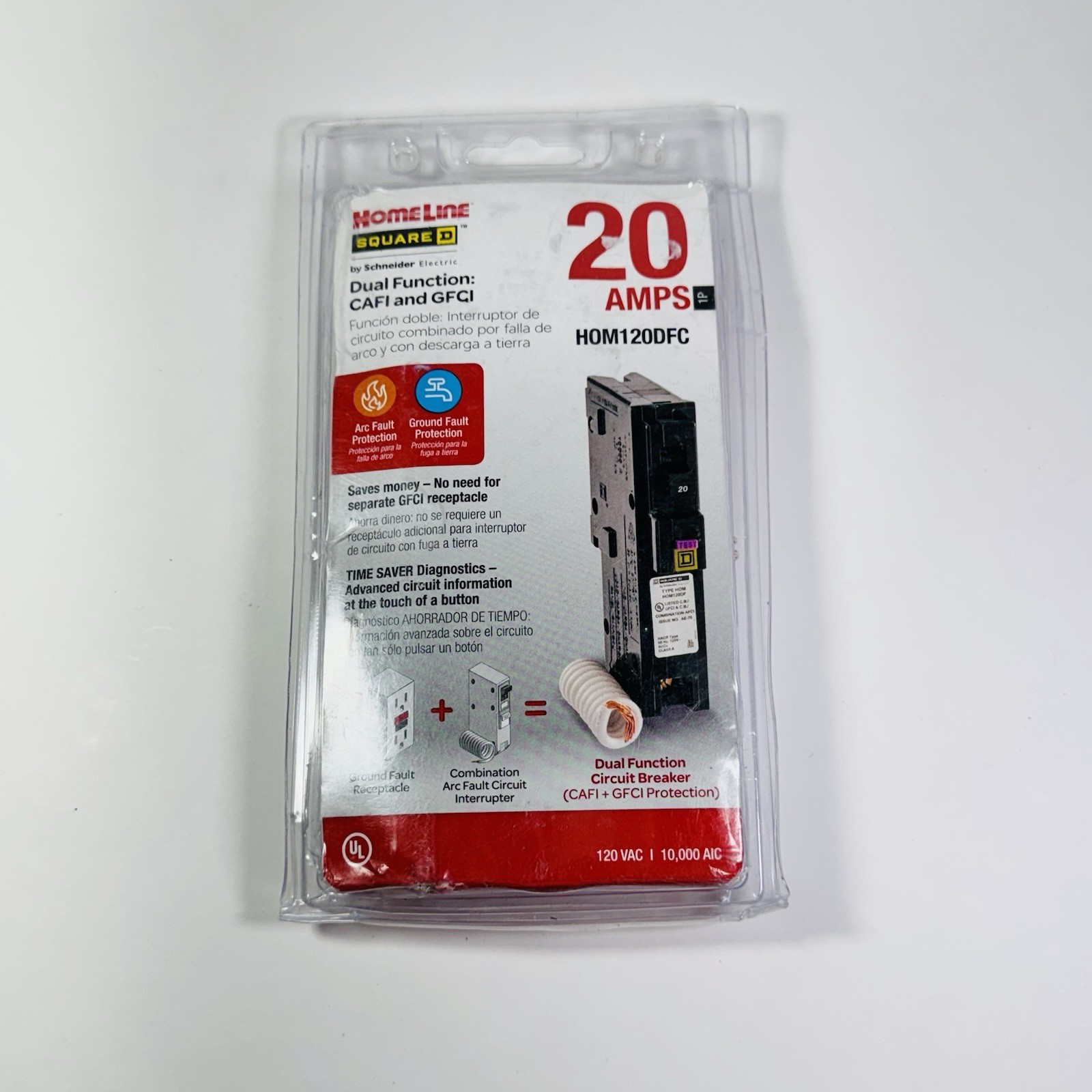 Home Line HOM120DFC 20A Dual Function Circuit Breaker AFCI GFCI Time Saver New