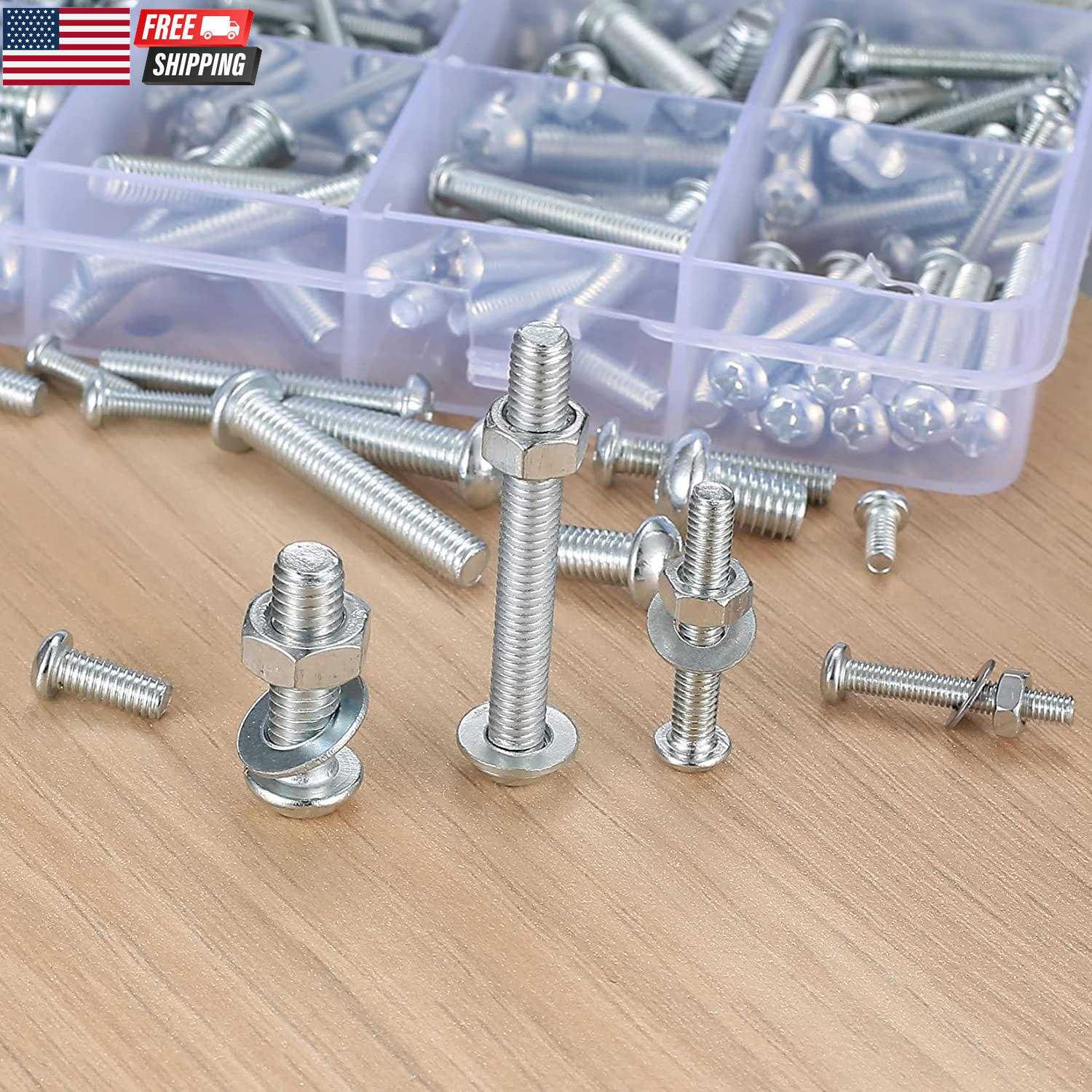 1080 Pcs Screws Bolts & Nuts Assortment Kit Metric Machine Screws & Nuts & Flat