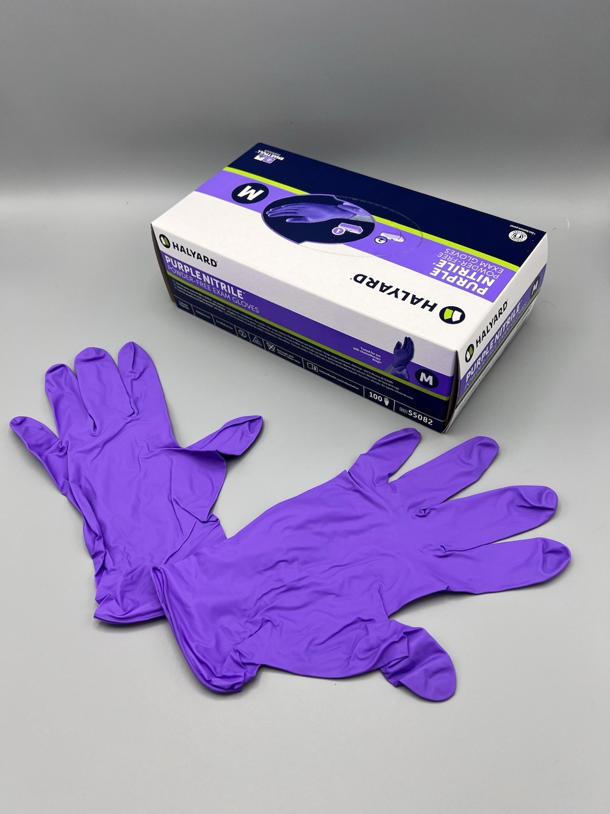 Halyard Nitrile Purple Exam Gloves Size: MEDIUM – Ref. #: 55082