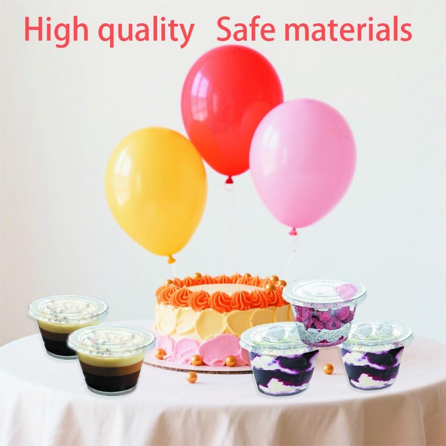 50 Sets 9 Oz Clear Disposable Plastic Portion Cups With Lids, Disposable Cups…