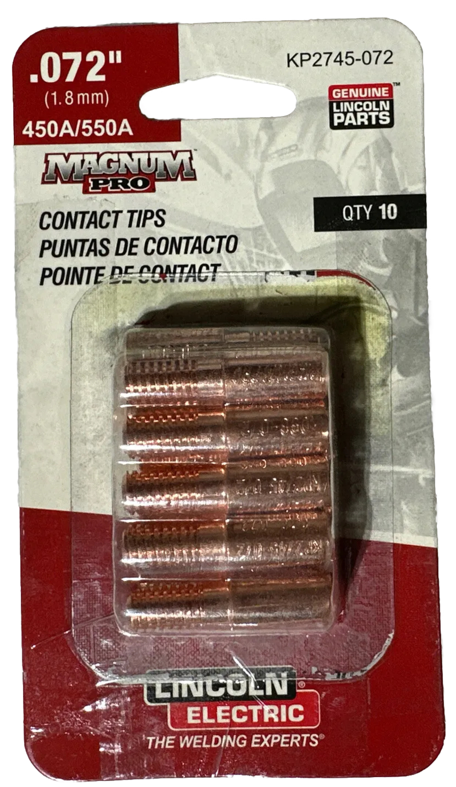 Lincoln Electric KP2745-072 Contact Tips 0.072″ (1.8mm), 450-550A, 10PK
